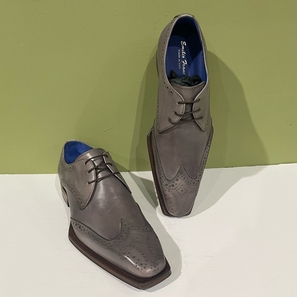 Emilio Franco shoes dressy gray leather calf wing tip - Picture 1 of 5